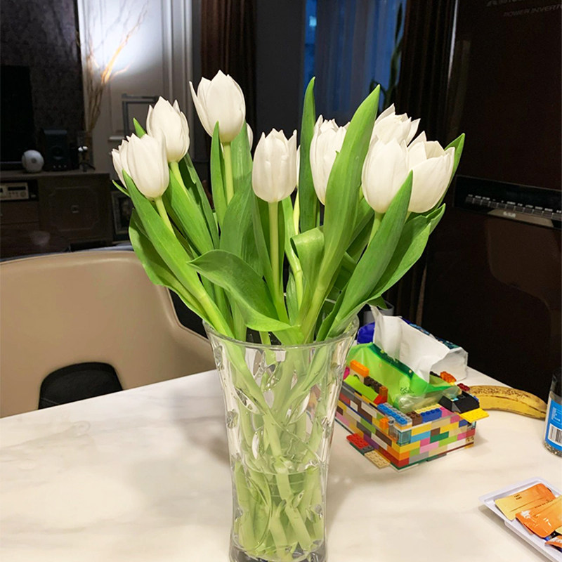 速发白色郁金香云南直发带花苞水培插花手棒花真花鲜切花粉色花束
