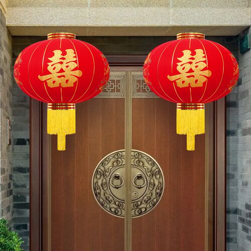 速发qy结婚龙灯凤笼大红喜字防水户外台灯笼室外婚庆布置喜庆装饰