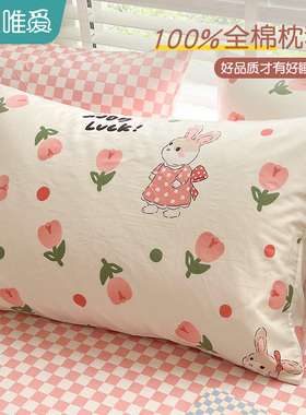 速发全棉枕套单个加厚纯棉枕头套新款田园风单人枕芯内胆套4ccmx7
