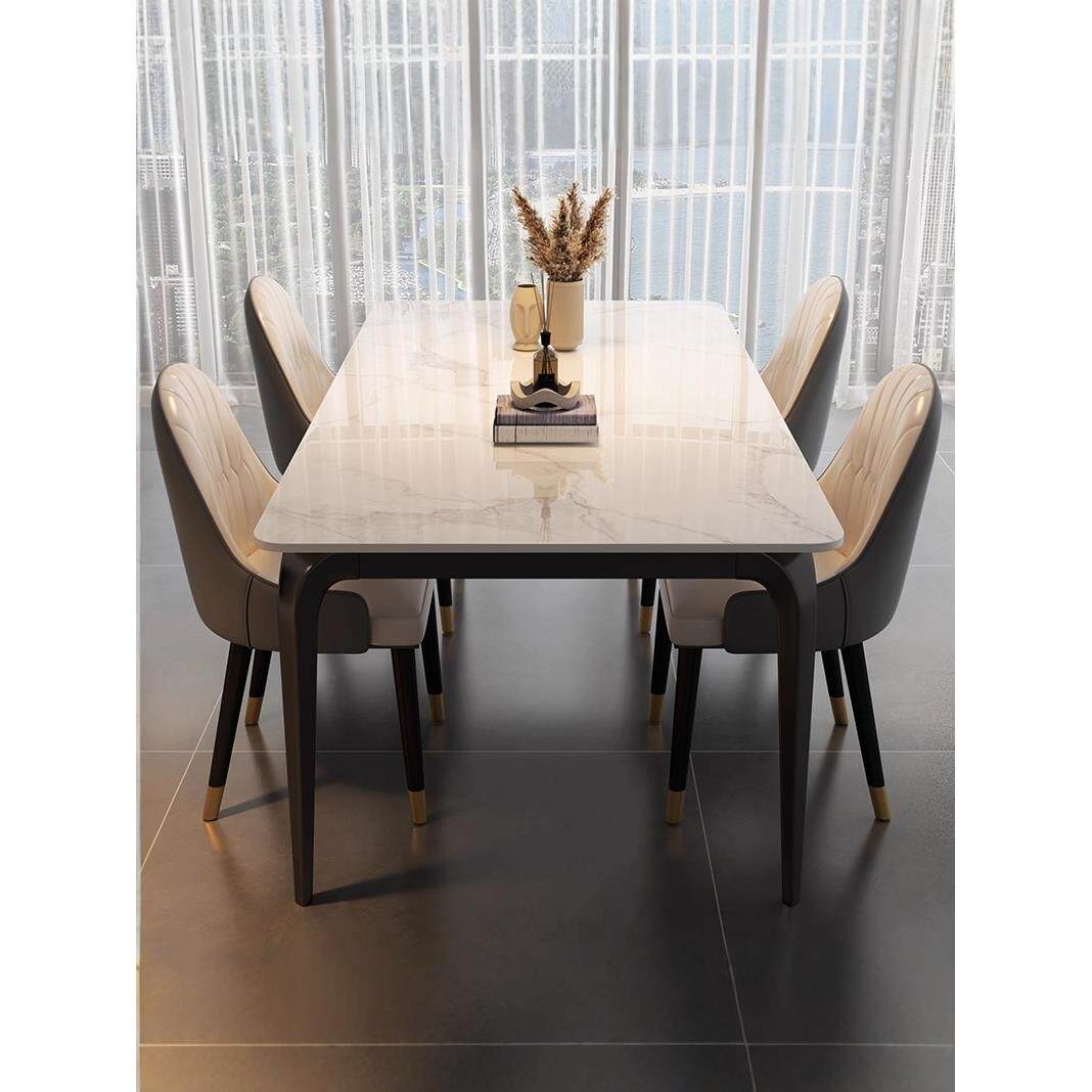 意式轻奢大象腿全托岩板餐桌椅组合家用小户型现代简约吃饭桌子