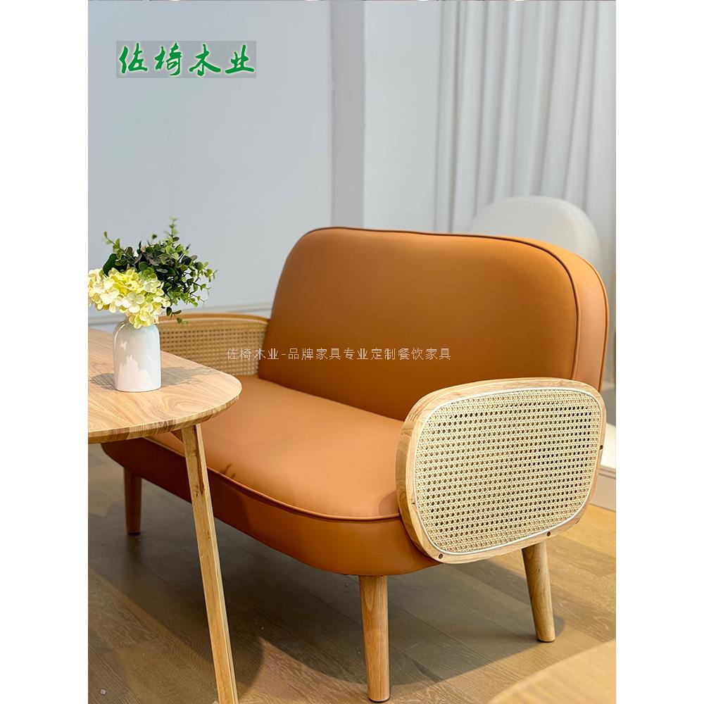 网红咖啡厅卡座桌椅实木休闲西餐厅沙发组合休息区奶茶店商用椅子