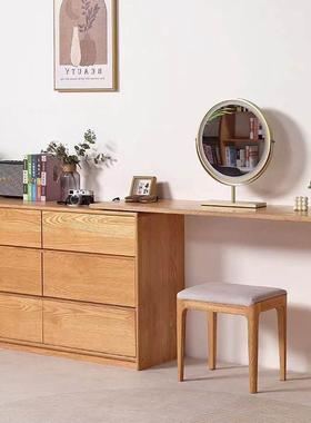 Alljoy橡木斗柜梳妆台电脑桌一体L型转角化妆台北欧风格多种套餐