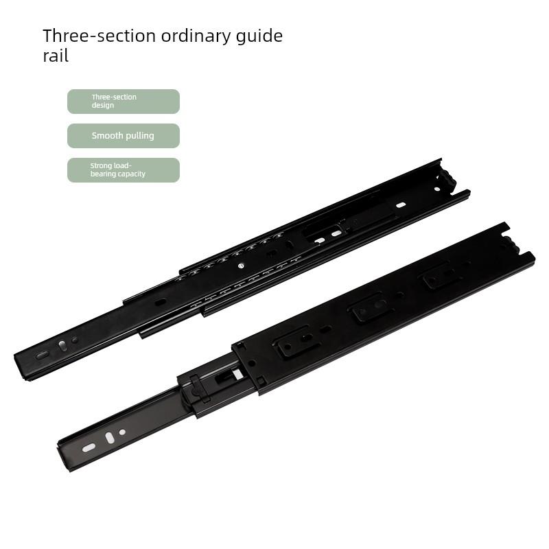 属于超短三段式抽屉滑轨柜轨道衣柜消音器轨道柜桶钢球轨4英寸-40