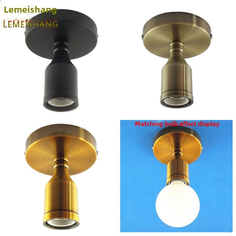 E27大螺口陶瓷灯头彷古铝壳吸顶带线灯座灯泡底座室内明装DIY灯具