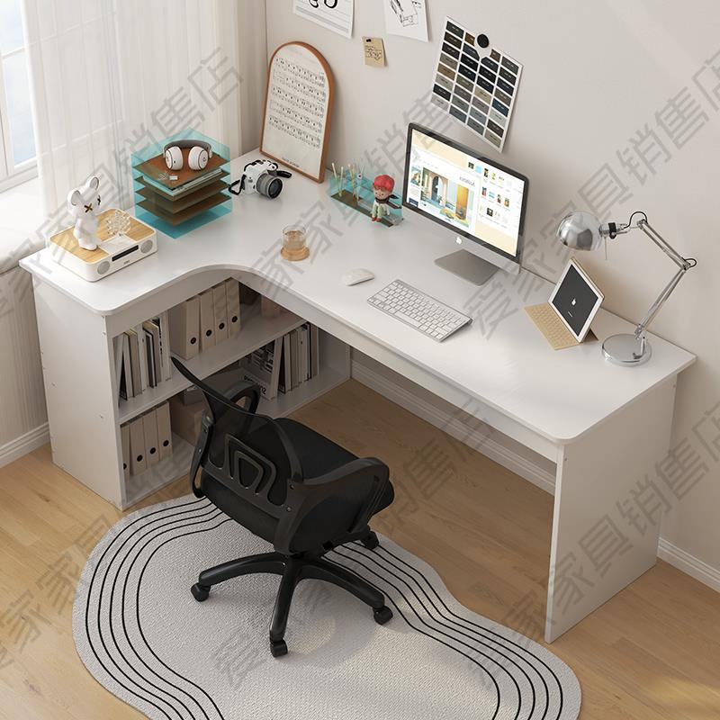 电脑桌子书桌书架一体转角电脑桌学生家用L型拐角学习桌子写字台