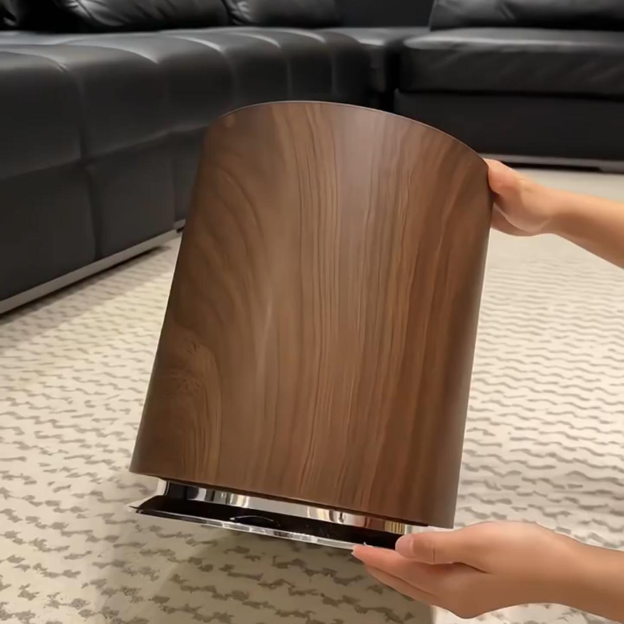 家居客厅、卧室木纹垃圾桶、彷古风格垃圾桶、创意高端双层纸篓20