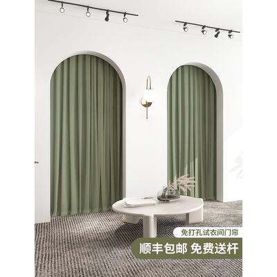 高端试衣间门帘女装服装店更衣室隔断布帘婚纱店商场拱门丝绒窗帘