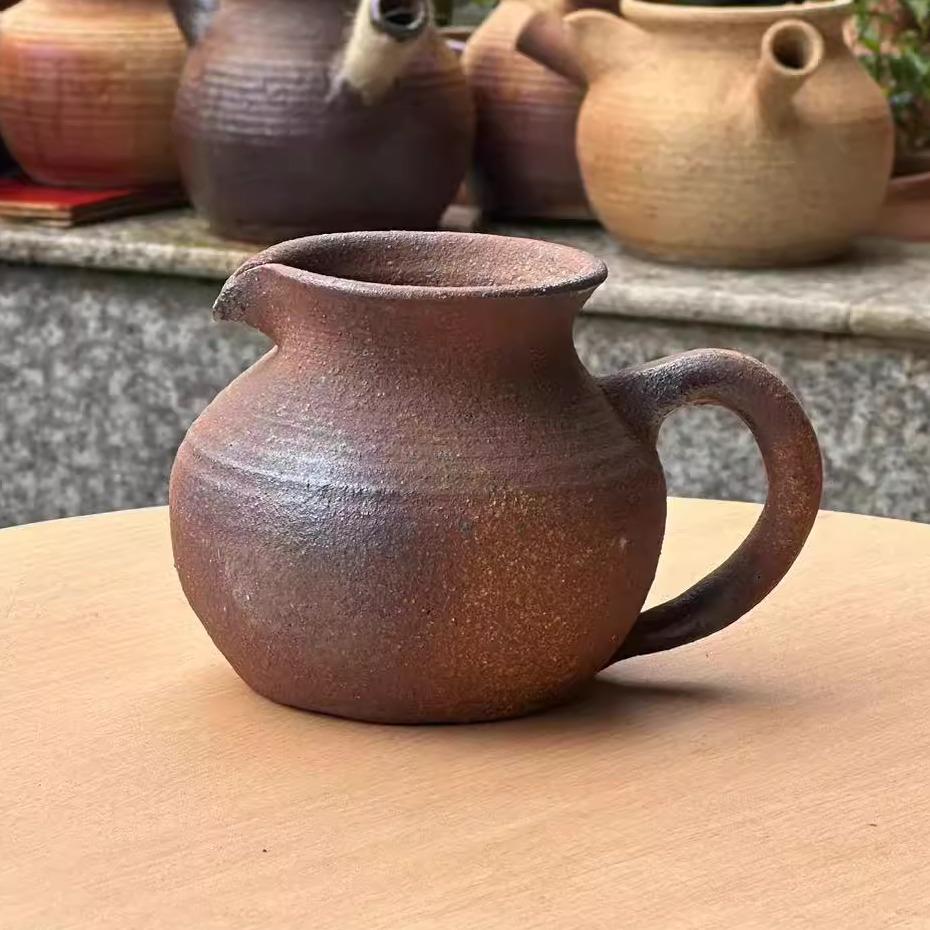 云南柴烧粗陶公道杯烤茶罐煮茶壶围炉煮茶罐罐茶纯手工无釉裸烧