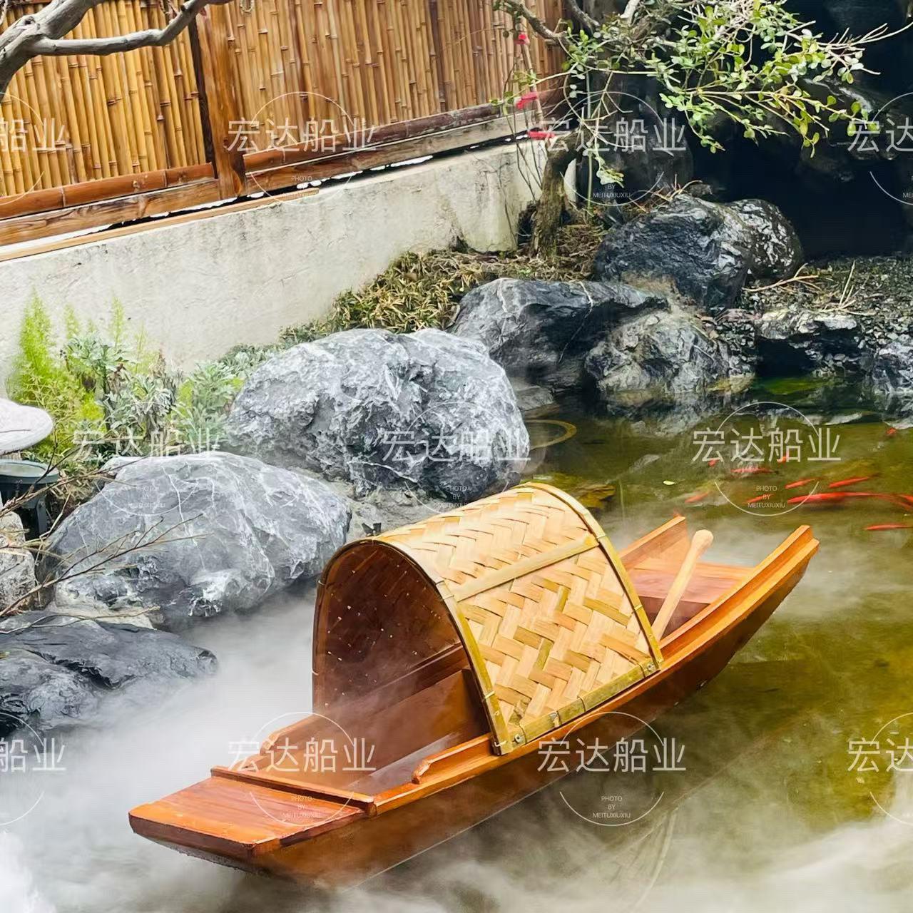 木船渔船实木中式仿古乌篷船景区景观装饰道具船古风拍摄船观光船