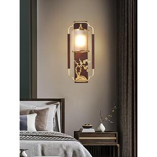 新型中国风全铜实木壁灯电视背景壁灯中国风卧室床头入口全光谱Le