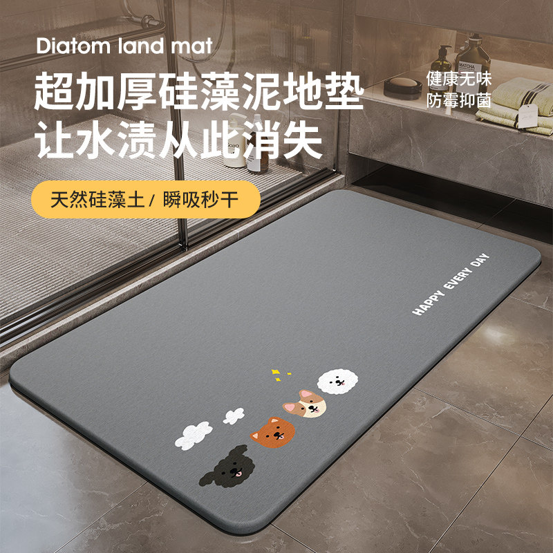 化妆室地垫浴室门口矽藻藻泥吸水凉垫子家用防滑脚垫厕所洗手间软