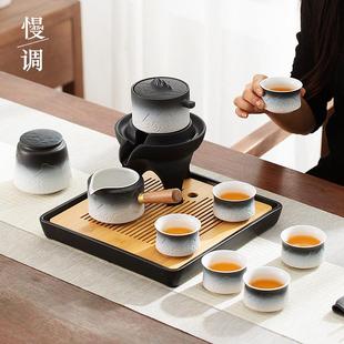 时来运转山海泡茶壶半自动石磨功夫茶具家用懒人泡茶神器高档套装
