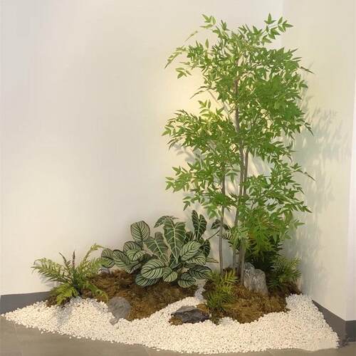 南天竹假树仿真树室内造景北欧风假花客厅盆景楼梯造景玄关布展