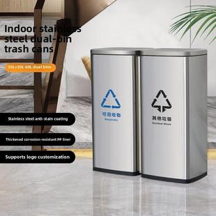 不锈钢垃圾桶直投无盖室内商用公共场所卫生间电梯大号分类垃圾桶