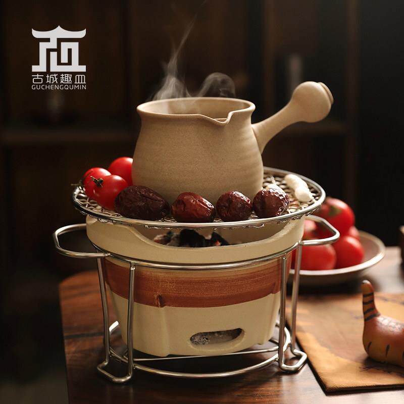 网红围炉云南罐罐烤奶茶全套户外烧烤木炭炉古法煮茶器粗陶壶套装