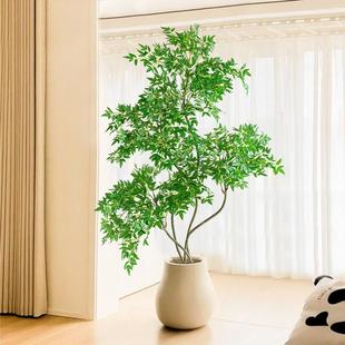 仿真绿植客厅盆栽高端轻奢南天竹室内大型仿生植物造景装饰花盆景