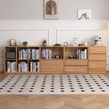 纯实木格子书柜置物储物柜橡木可叠放自由组合矮柜落地书架餐边柜