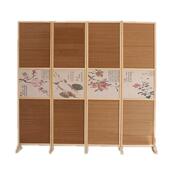 屏风隔断客厅简易实木竹编中式 折叠餐厅玄关田园办公入户移动折屏