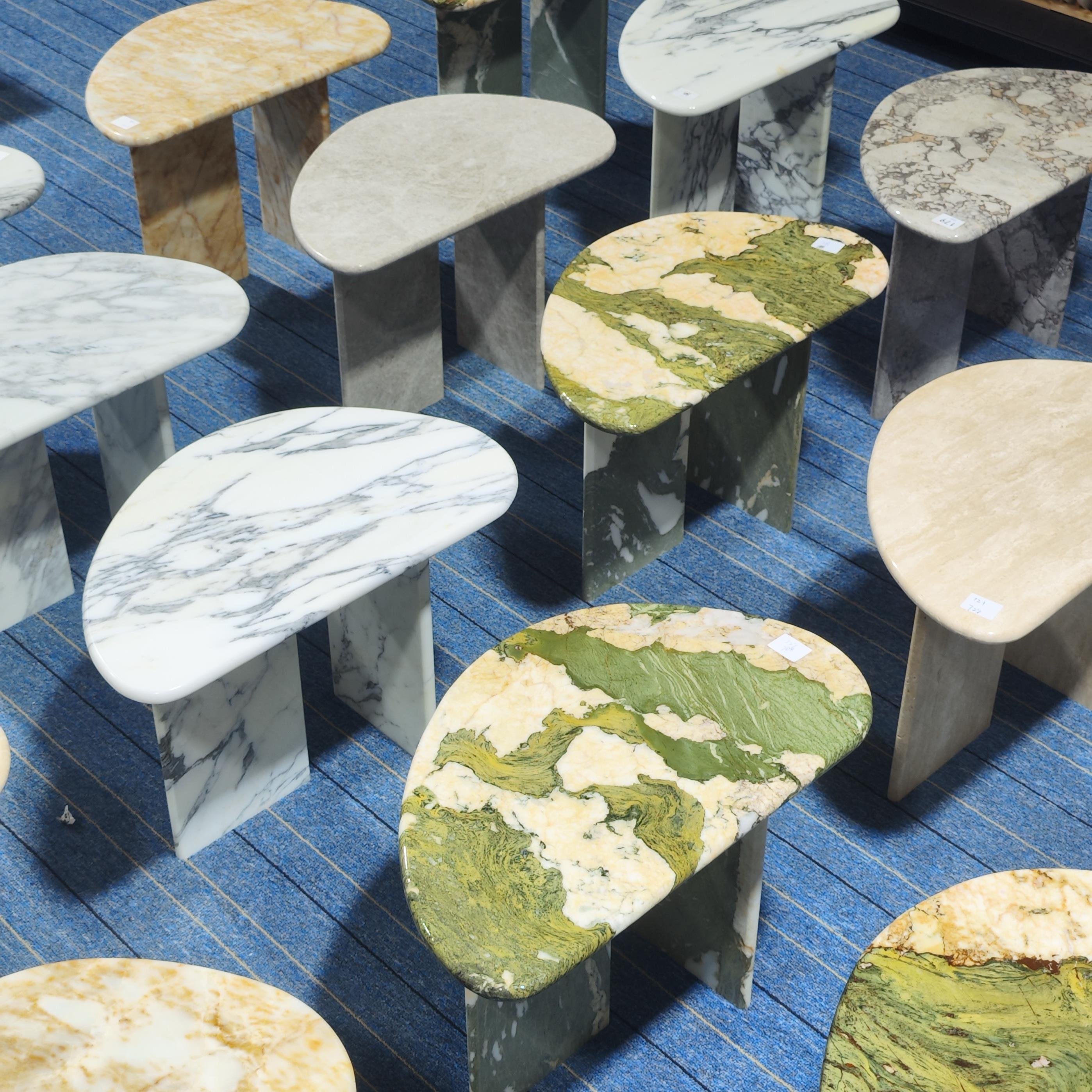 ST04水滴形茶几几天然大理石边几经典款大花白沙发边几家具好物