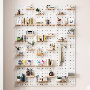 实木洞洞板定制挂墙上置物架入户玄关墙面墙壁展示架木质收纳书架