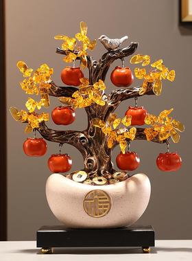 中式客厅玄关摆件招财元宝发财树办公室装饰品开业乔迁搬新家礼品