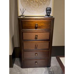 新中式乌金木斗柜现代轻奢客厅储物柜卧室实木四五斗收纳柜边柜