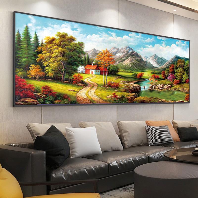 5d钻石画聚宝盆风景画满钻新款客厅大幅家园贴钻十字绣钻石绣线绣