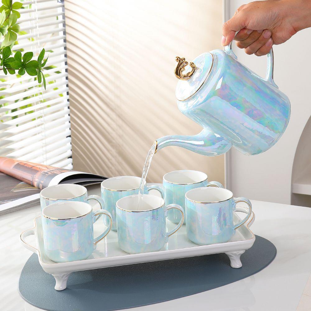 轻奢陶瓷水具套装家用客厅茶几摆件水壶水杯水具套装待客茶具结婚