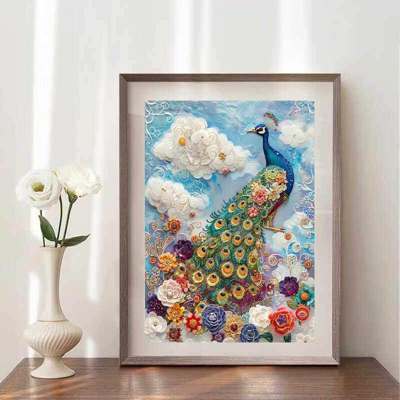 2024新孔雀钻石画5D全钻石高难度客厅水晶点瓷砖贴纸十字绣,居家布艺,钻石绣,淘宝优惠券,粉丝福利购,淘宝优惠卷