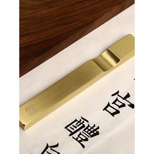 金泽研究纯黄铜直尺镇纸笔书镇压尺纯铜压镇纸黄铜抛光光滑