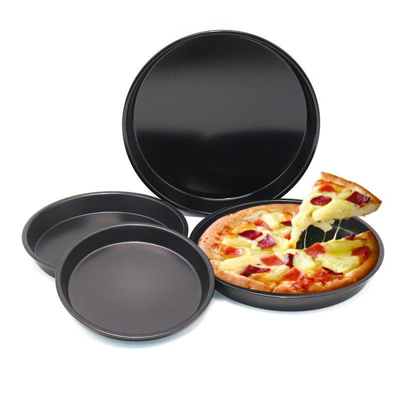现货不沾烘焙用披萨烤盘 家庭用碳钢披萨盘 DIY圆形PIZZA烘焙模具