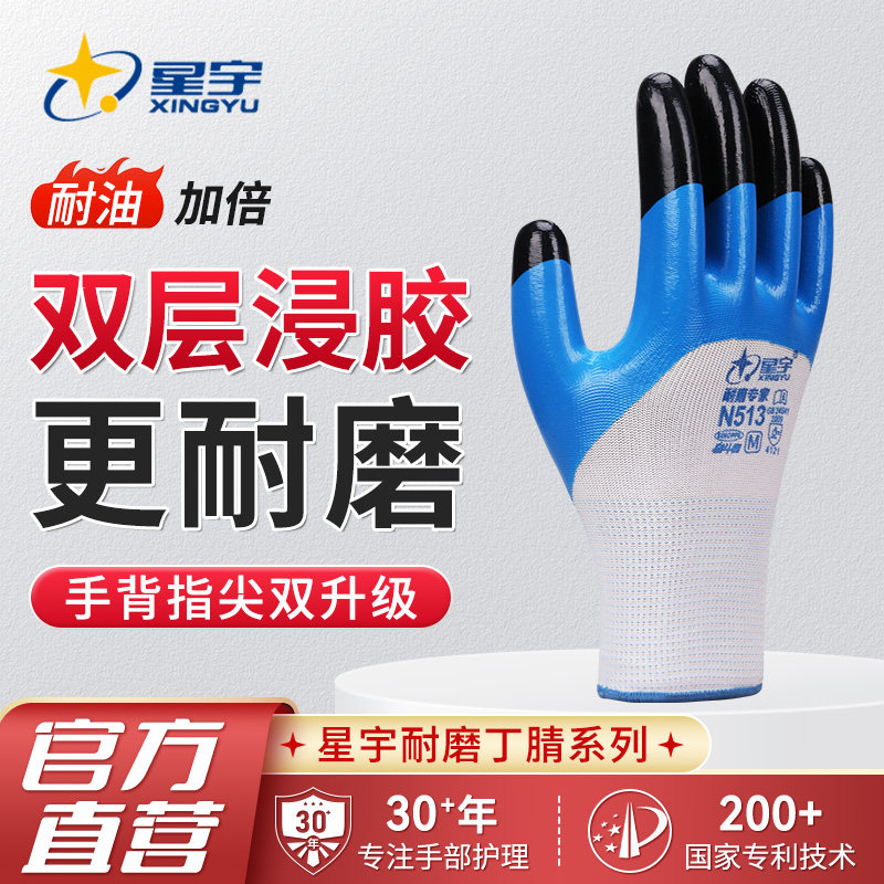 丁腈劳保手套耐油防滑透气图片