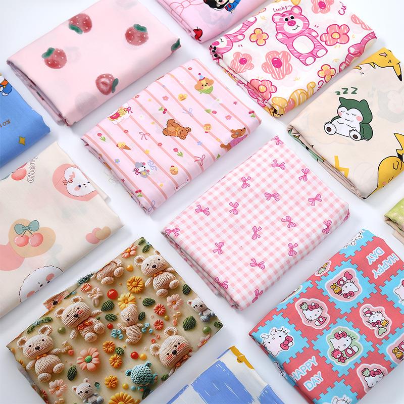 现货绵绸布料 卡通人造棉棉绸面料 宝宝夏季睡衣防蚊裤面料