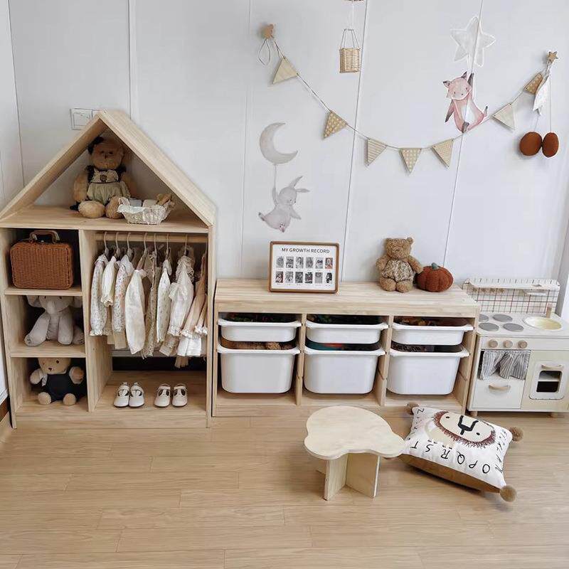 儿童衣柜收纳柜儿童房简易实木挂衣柜男孩女孩小衣橱柜婴儿储物柜