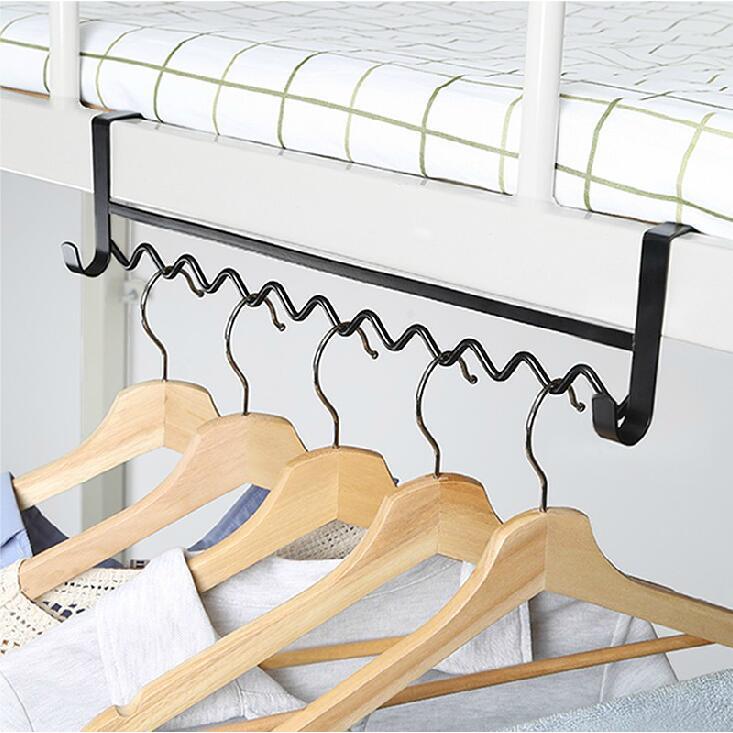 床头置物架寝室创意碳钢免打孔多功能壁挂式卧室宿舍波浪衣架