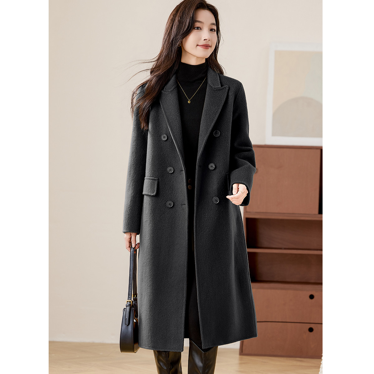 【轻奢双面呢外套】2025秋冬经典气质保暖羊毛中长款大衣女