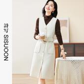 诗写无袖 简约通勤高端气质背心裙女 春季 中长款 马夹连衣裙春装