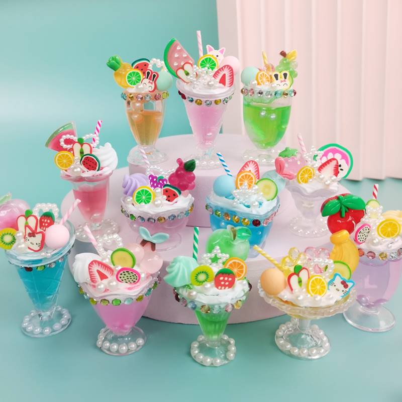 儿童diy手工制作冰激凌模型仿真食玩套装 甜品奶油胶冰淇淋材料包