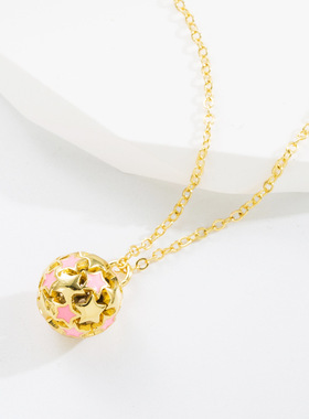 ins风简约彩色黄铜滴油吊坠项链女欧美时尚百搭精美毛衣链锁骨链