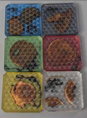 6 Pcs/Set Resin Pine Coasters Heat Resistant Placemats Natur