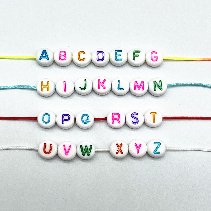 100pcs 7mm 26 colourful Letter Beads Alphabet Letter Charms