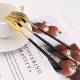 Snack Tea Stainless 6Pcs Gold Steel Black Fork Forks Cake