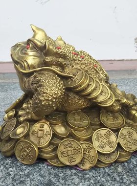 风水铜金蟾摆件铜元宝三足蟾蜍招财进宝工艺礼品摆饰门厅聚财20公