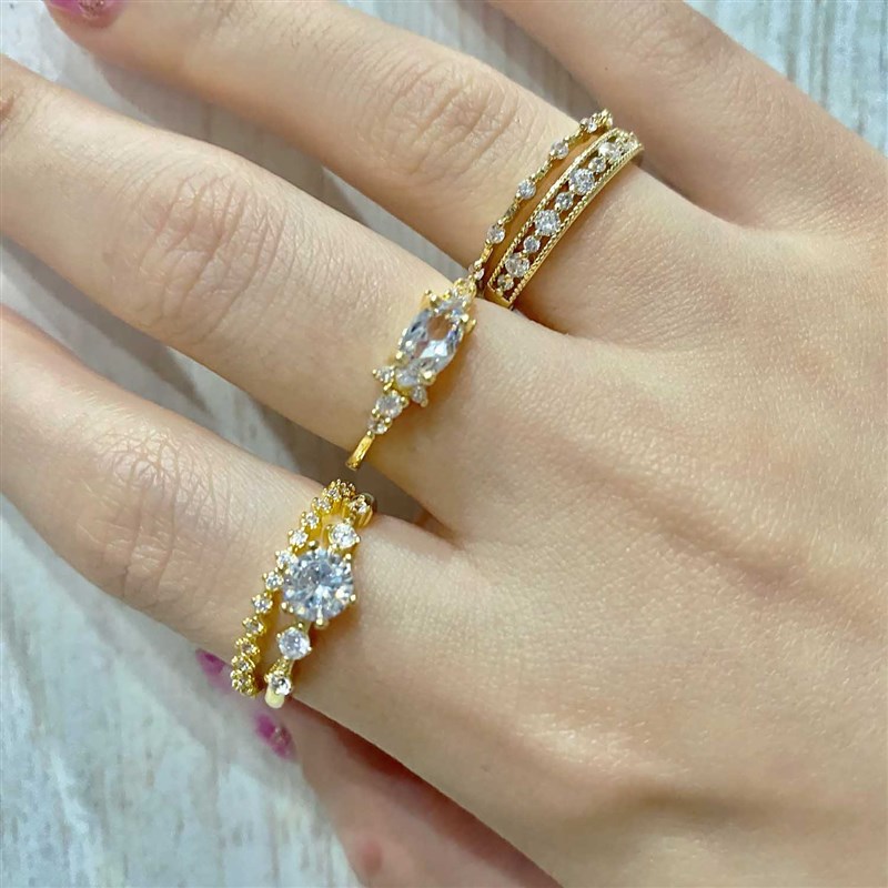 New INS Gold Color Noble rend Dainty Rings For Women Entry L