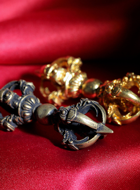 金刚杵吊坠密宗纯铜鎏金金刚橛项链随身男藏式配饰五股金刚杵挂件