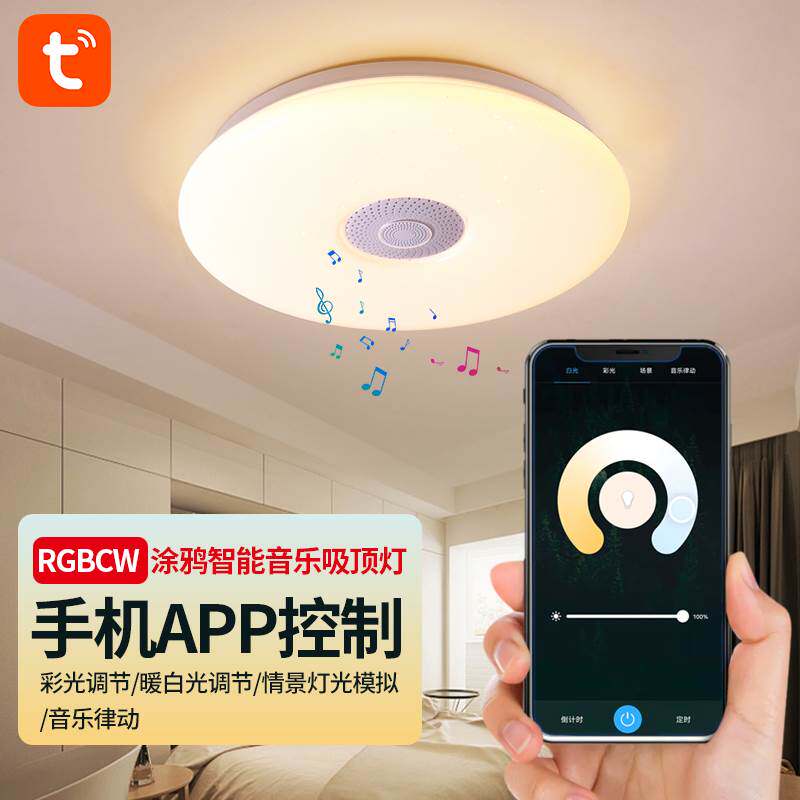 蓝牙音乐吸顶灯涂鸦智能app现代简约星空效果rgb全色彩调光卧室灯