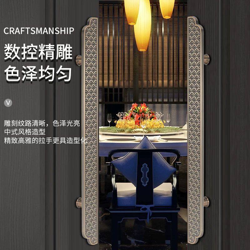 新中式仿古铜玻璃大门推拉木门