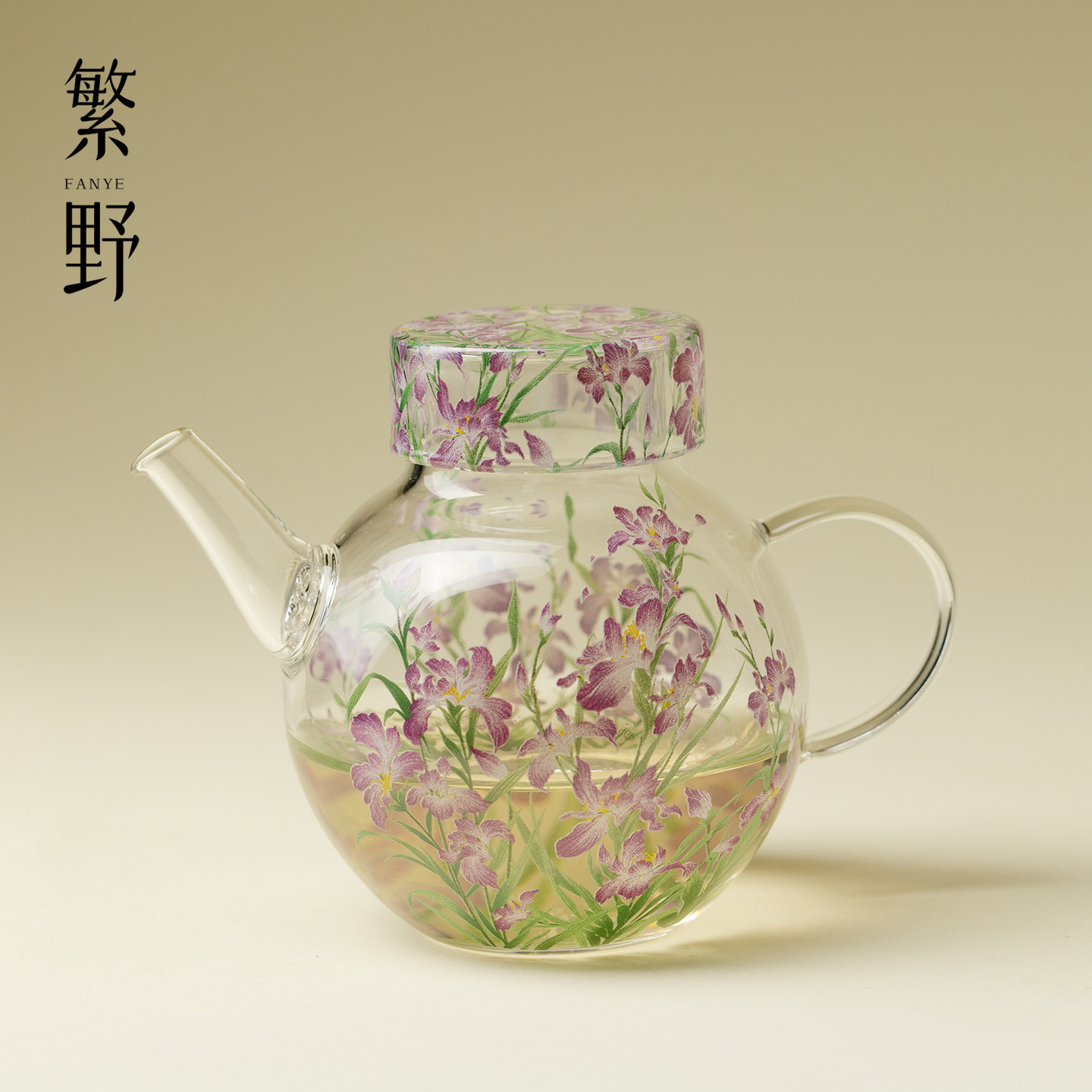 繁野小清新鸢尾花小号茶壶高颜值家用高硼硅泡茶壶单壶耐热玻璃壶,餐饮具,茶壶,淘宝优惠券,粉丝福利购,淘宝优惠卷