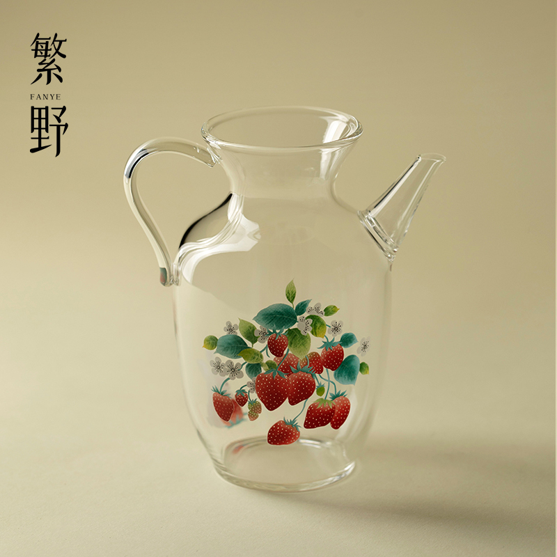 繁野 草莓兔仿宋手执壶小清新玻璃茶壶女性功夫茶具一人饮泡茶壶