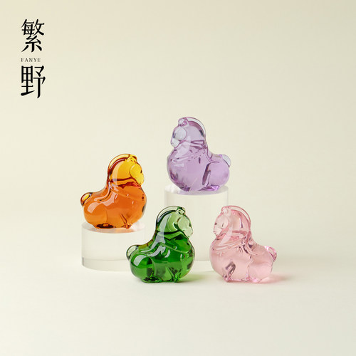 繁野琉璃碧绿小马茶宠创意盖置茶桌茶台小摆件茶玩可爱家居饰品